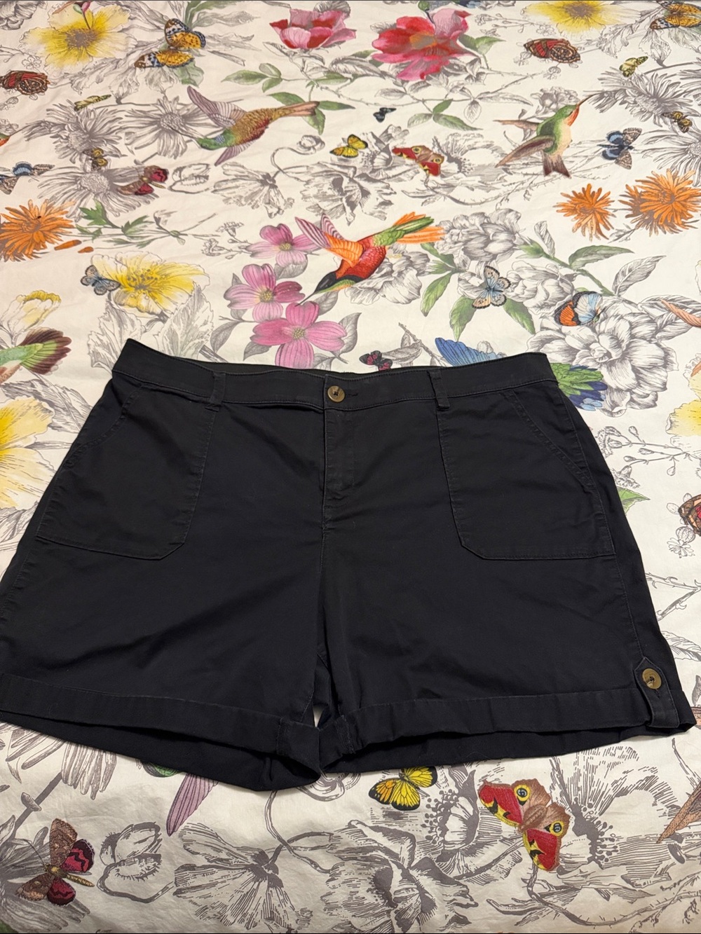 Lane Bryant Black Roll-Hem Casual Shorts